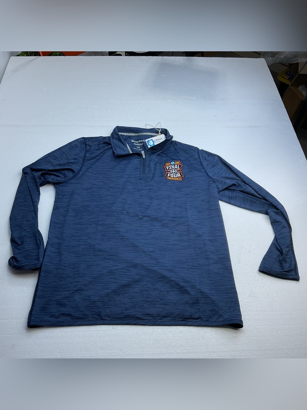 Tommy Bahama Navy Striped IslandZone 1/4 Zip Pullover 2026 NCAA Final 4 NWT